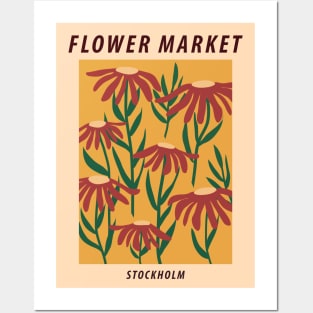 Flower market print, Autumn flowers art, Stockholm, Posters aesthetic, Retro print, Cottagecore decor, Indie Posters and Art